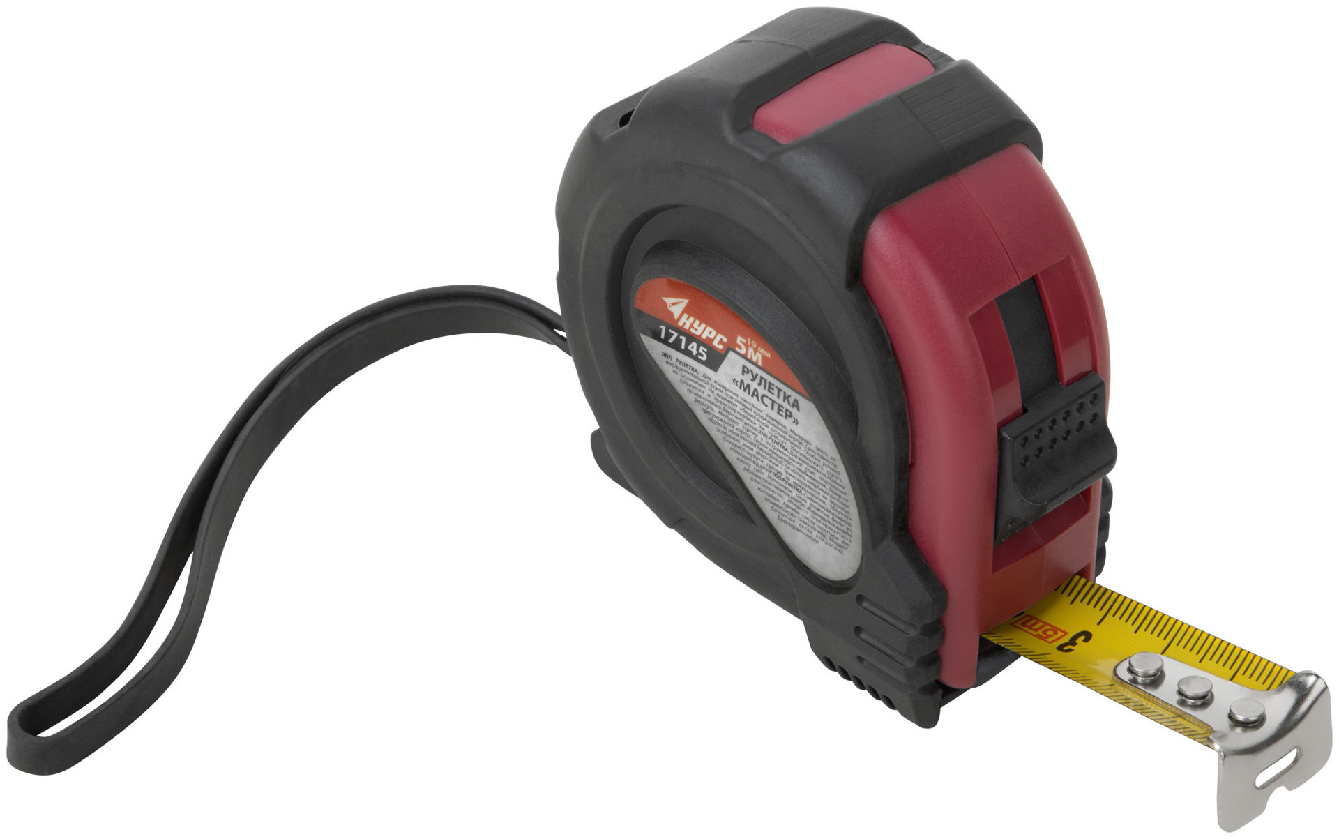 Рулетка прорезиненный корпус Мастер 5 м x 19 мм