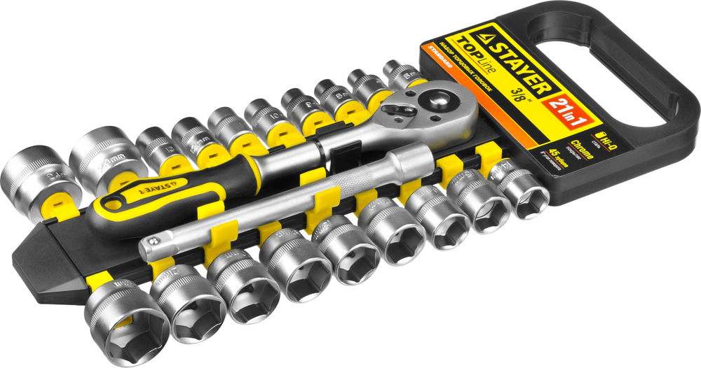 Набор торцовых головок 21 предм., (3/8) RSS 21M STAYER 27752-H21