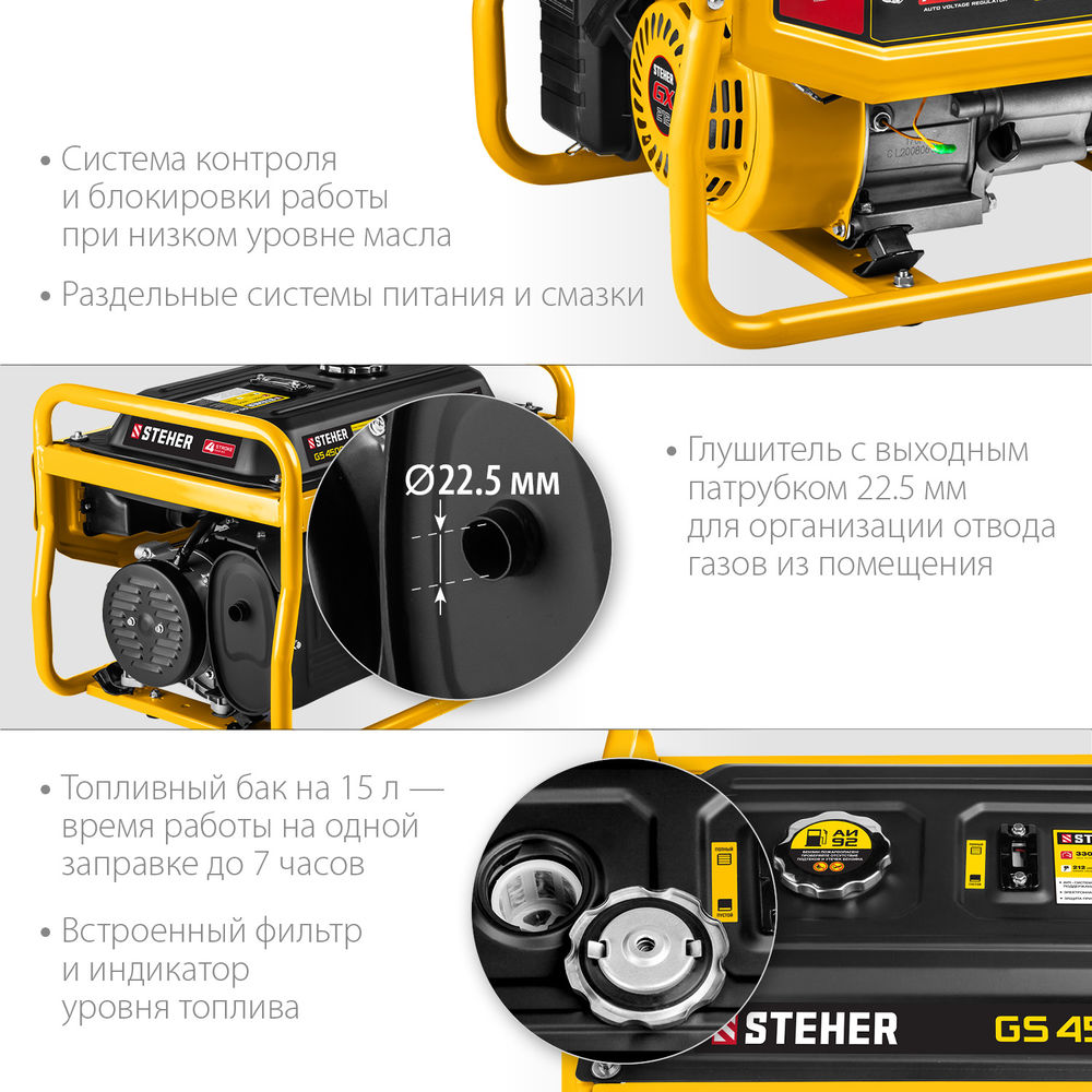Генератор бензиновый 3300 Вт STEHER GS-4500