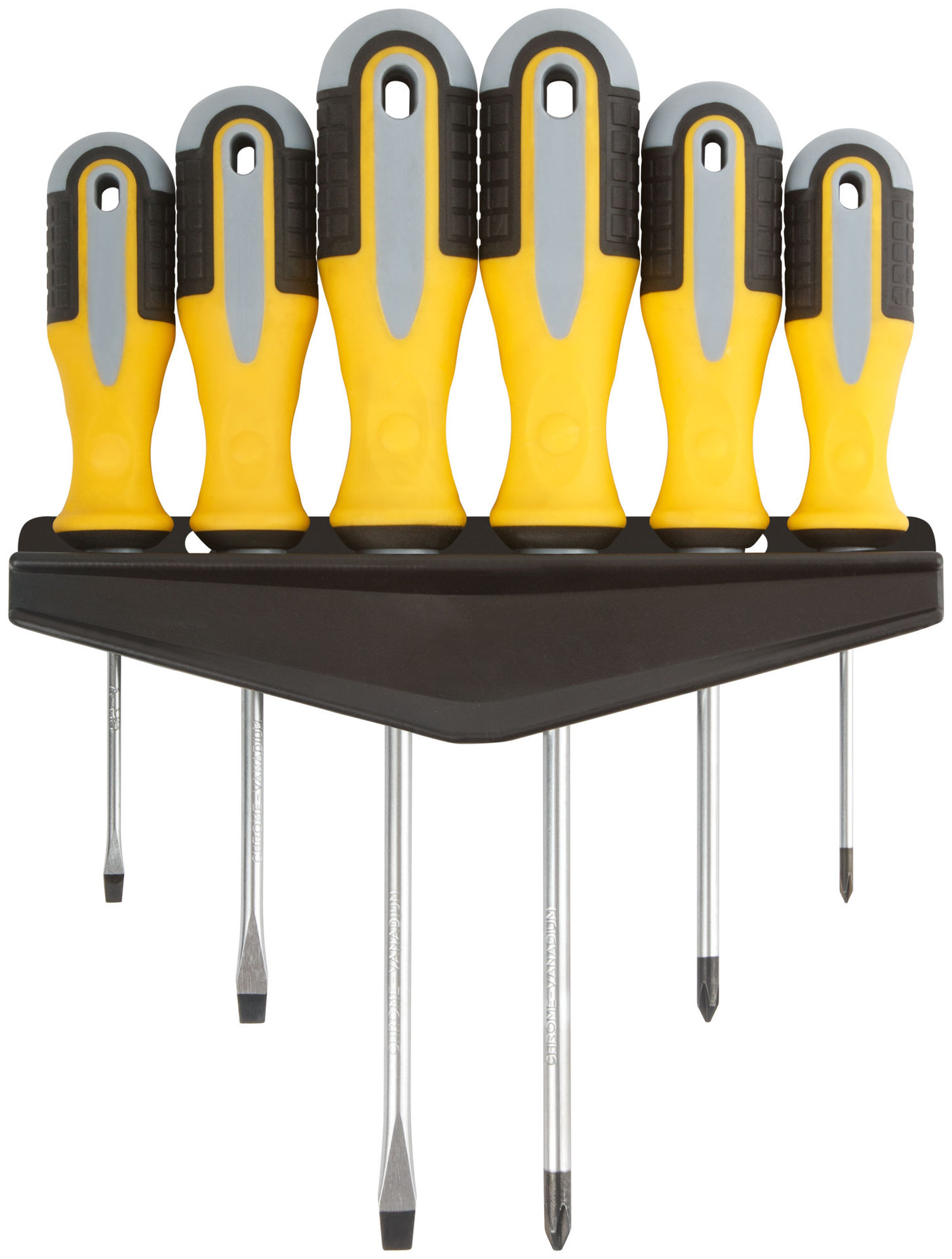 Отвертки Старт, CrV сталь, прорезиненные ручки, на держателе, набор 6 шт. (56032)