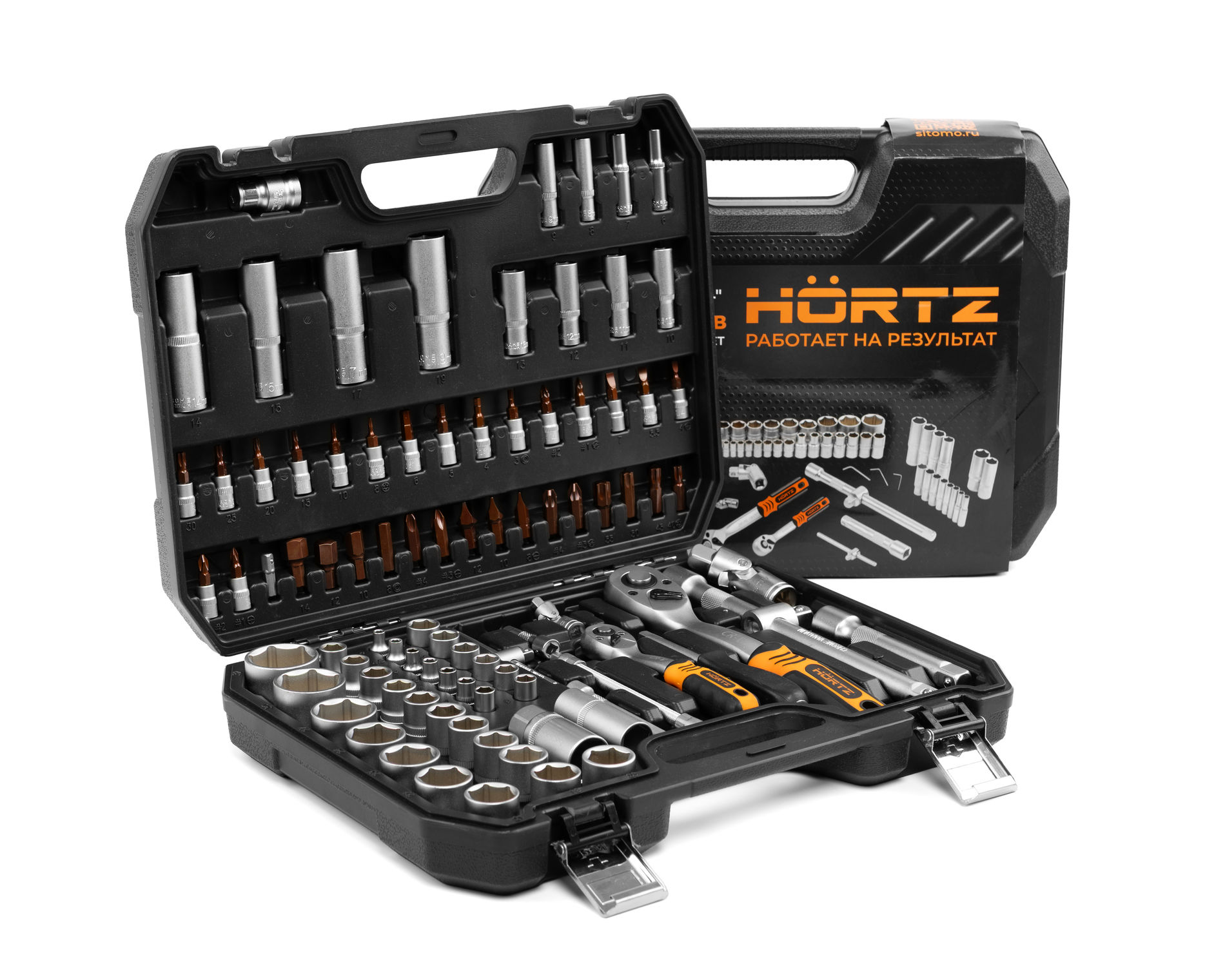 Набор инструментов  94 предмета 1/2" & 1/4", CRV, профессиональный в кейсе HORTZ 120395