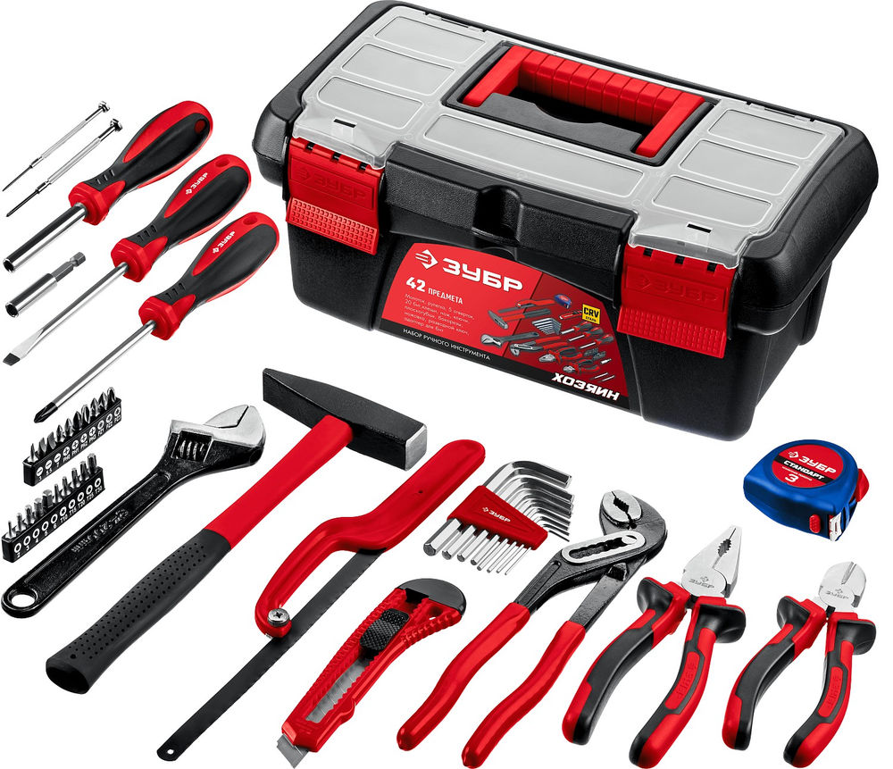 Универсальный набор инструмента для дома 42 предм. ЗУБР Хозяин-42 22105