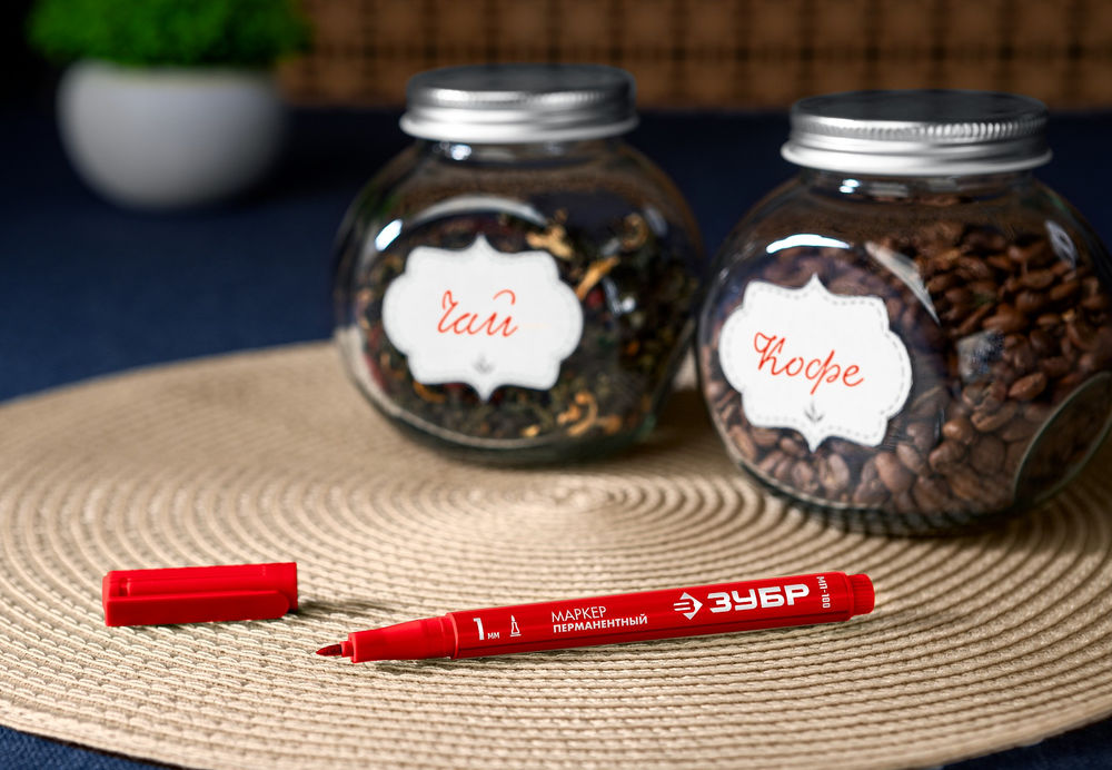 Перманентный маркер МП-100 красный, 1 мм ЗУБР 06320-3