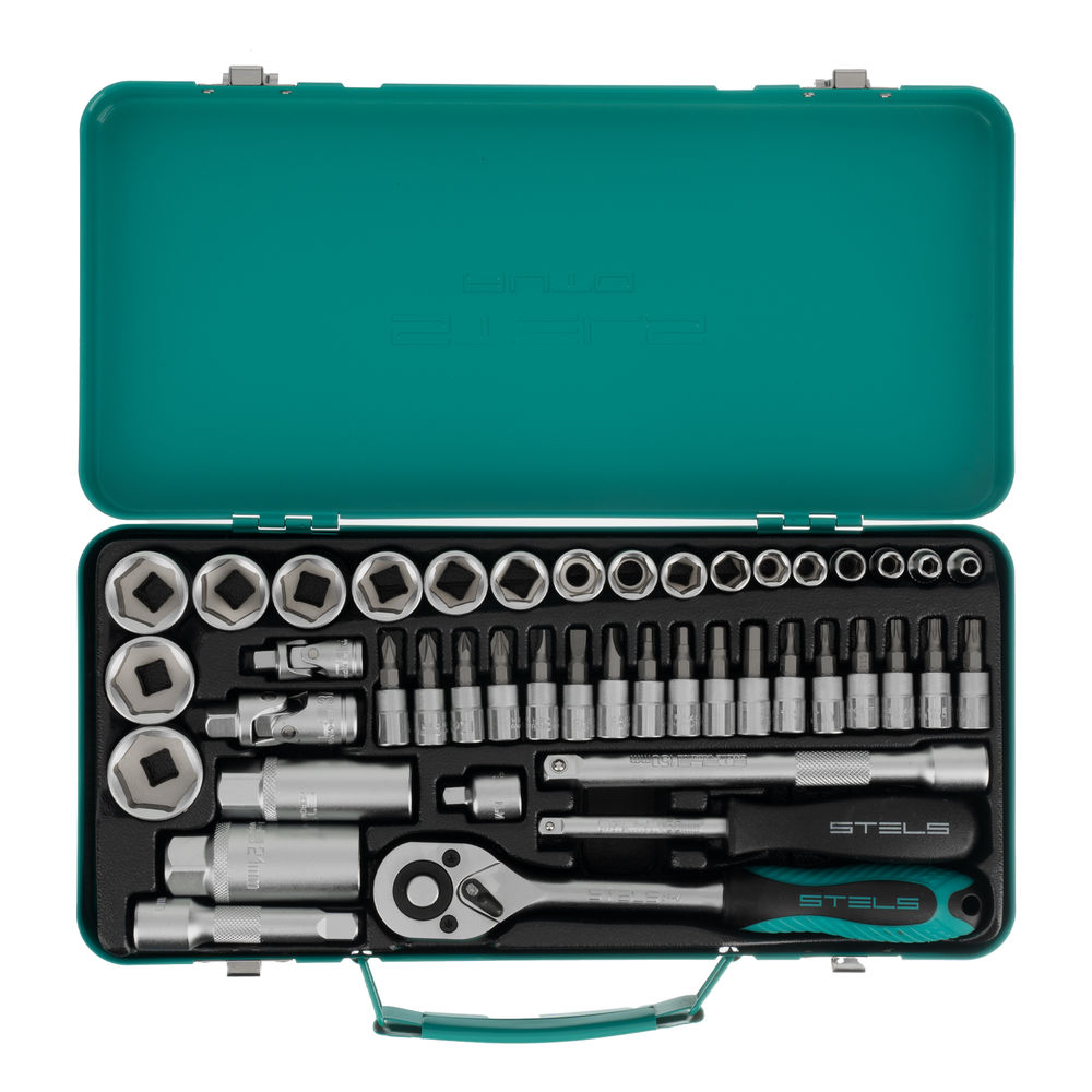 Набор торцевых головок с трещоткой, 1/4и 3/8, 44 предмета Stels
