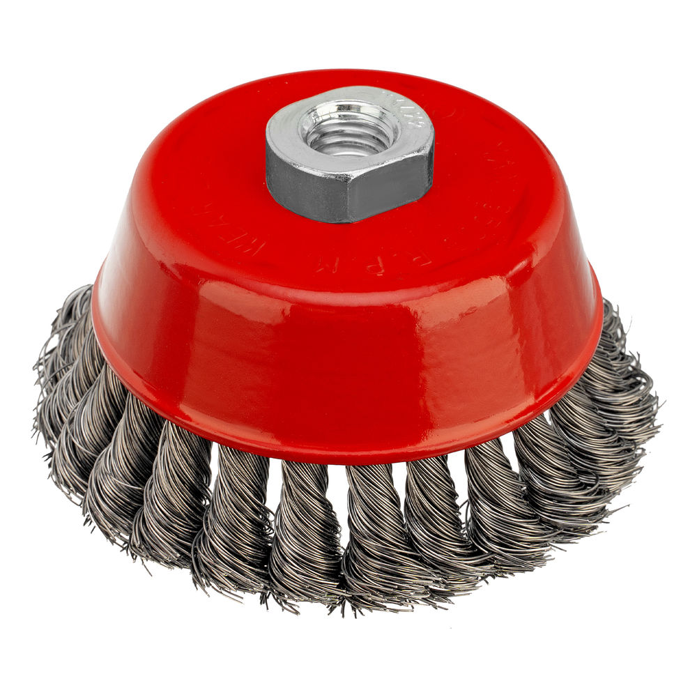 Щетка для УШМ, 100 мм, М14, чашка, крученая проволока 0.35 мм Matrix (74615)