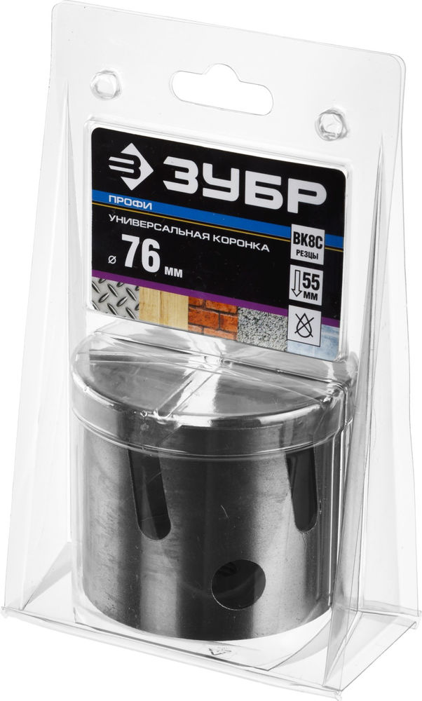 Коронка с твердосплавными резцами 76 мм ЗУБР Проуниверсал Профессионал 29514-76
