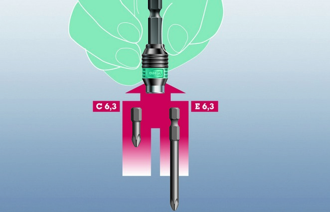 Битодержатель быстросъёмный 50 мм 1/4 E6.3 магнит Rapidaptor серия 889/4/1 K Wera WE-052502