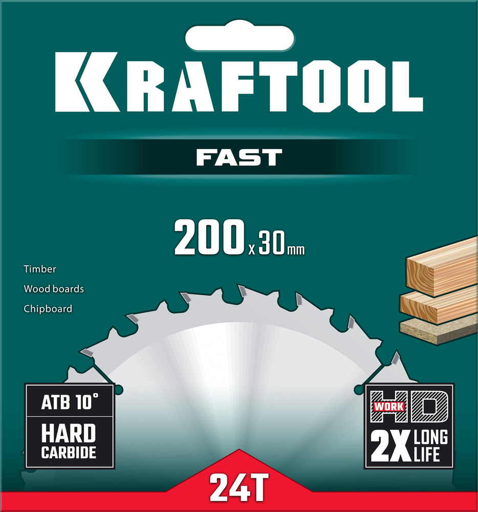 Пильный диск по дереву Fast, 200 х 30 мм, 24Т KRAFTOOL 36950-200-30