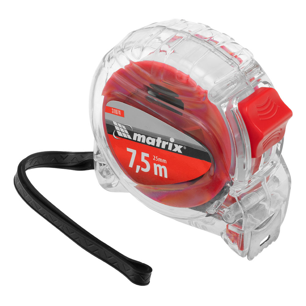 Рулетка Crystal,7,5 м х 25 мм,корпус из поликарбоната Matrix