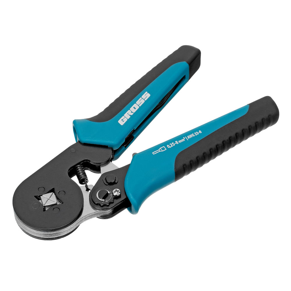 Клещи (пресс-клещи) для обжима наконечников электропроводов с сечением 0.25-8 мм2 Gross (17724)
