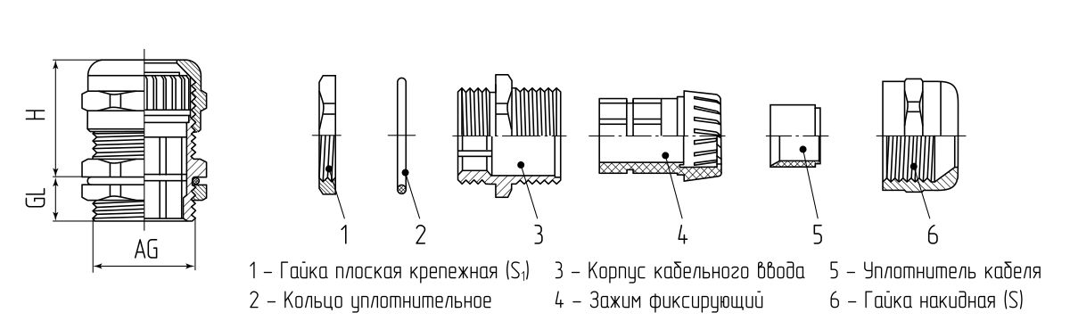 Ввод кабельный латунный MGM 32 (16-22 мм) (Fortisflex) (68119)