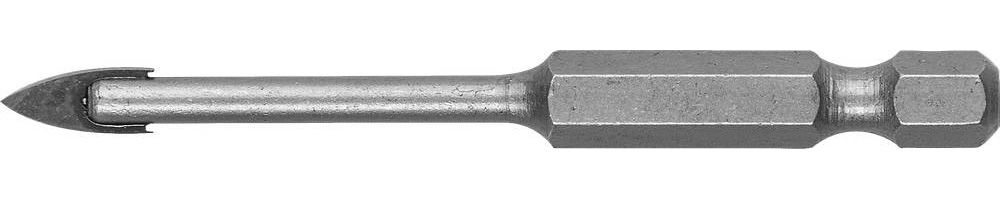 Сверло по стеклу и кафелю 3 мм, 2-х кромка, HEX 1/4 ЗУБР 29840-03