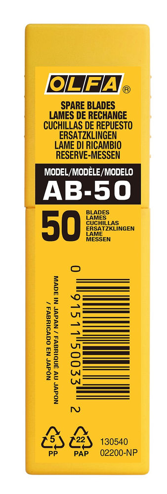 Сегментированные лезвия 9 мм, 50 шт, в пластиковом кейсе OLFA OL-AB-50
