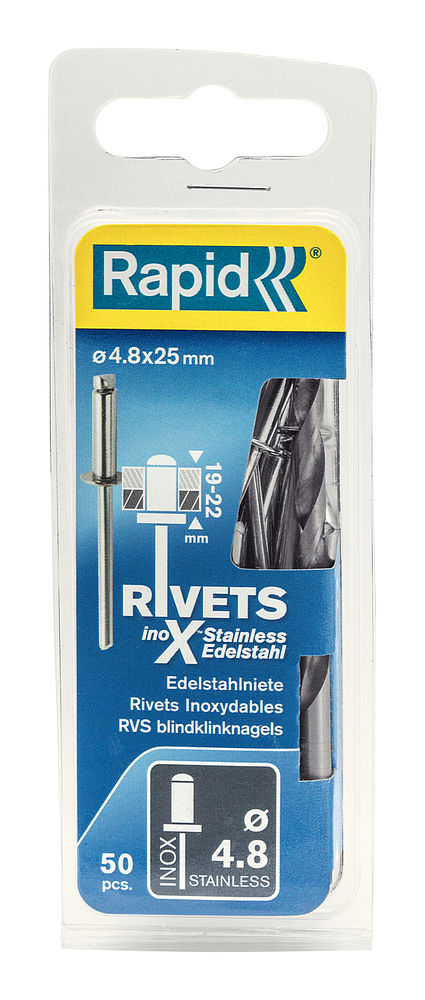 Нержавеющая заклепка 4.8 х 25 мм, 50 шт RAPID 5000398