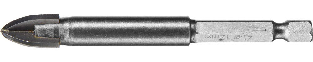 Сверло по стеклу и кафелю 12 мм, 4х кромка, HEX 1/4 STAYER 2985-12_z01