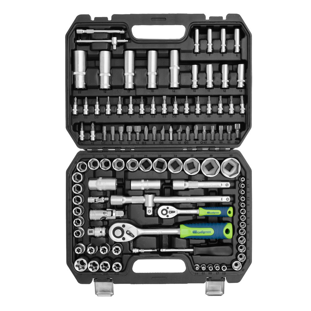 Набор инструментов, 1/2, 1/4, 108 предметов// Сибртех