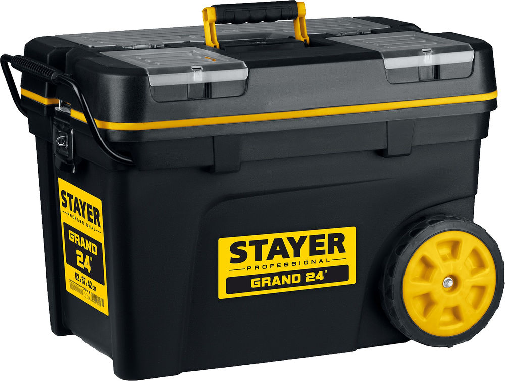 Ящик-тележка пластиковый для инструментов BIGPRO 620 х 370 х 420 мм, (24.5) Professional STAYER 38107-24