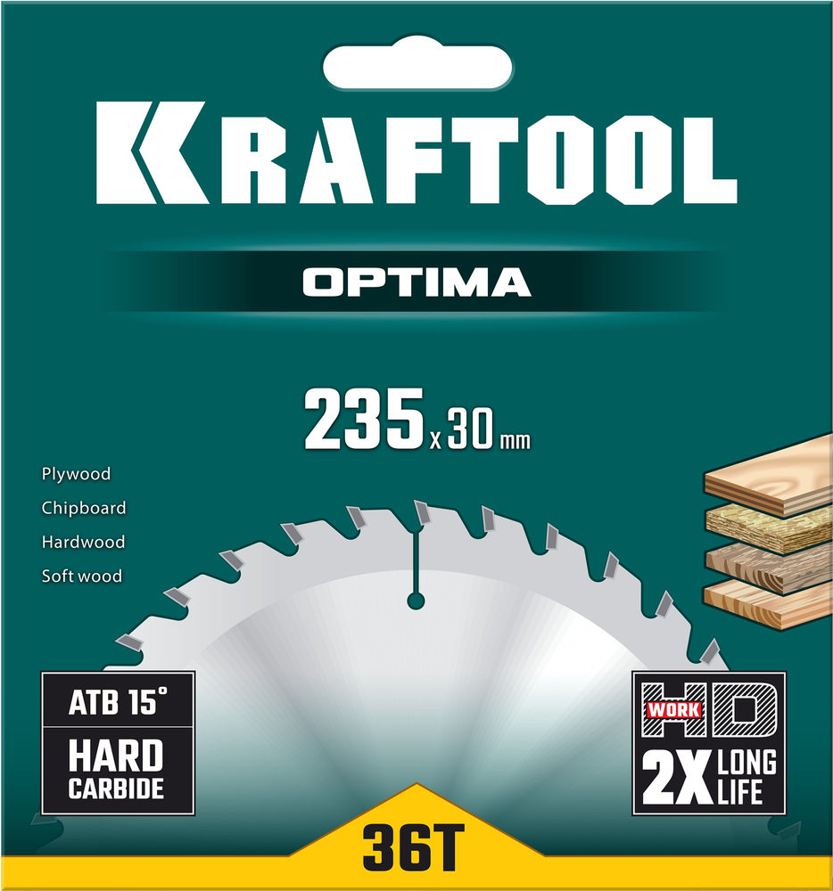 Пильный диск по дереву Optima, 235 х 30 мм, 36Т KRAFTOOL 36951-235-30