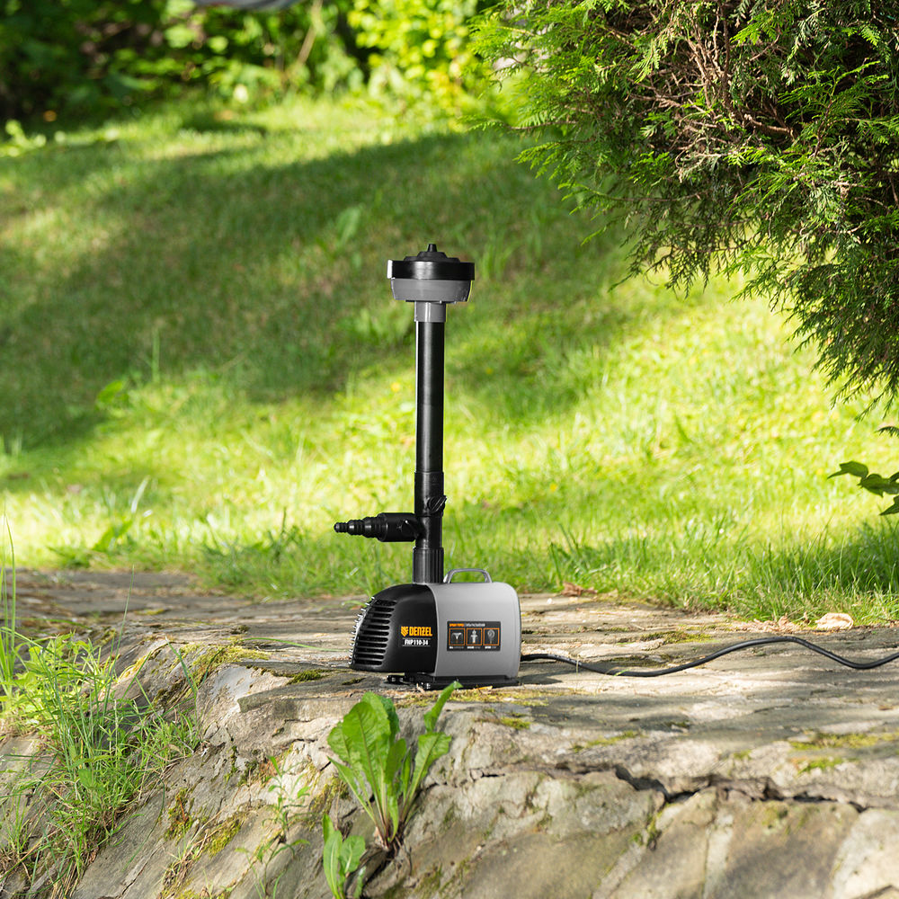 Насос фонтанный FNP110-34, 112 Вт, подъем 3,4 м, 3400 л/ч, колокольчик/каскад/гейзер Denzel (99032)