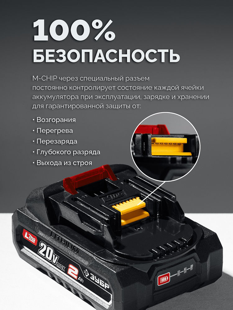 Аккумулятор 20 В 2.0 А·ч LMS ЗУБР АКБ-20-2