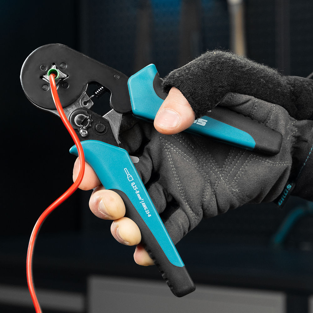 Клещи (пресс-клещи) для обжима наконечников электропроводов с сечением 0.25-8 мм2 Gross (17724)