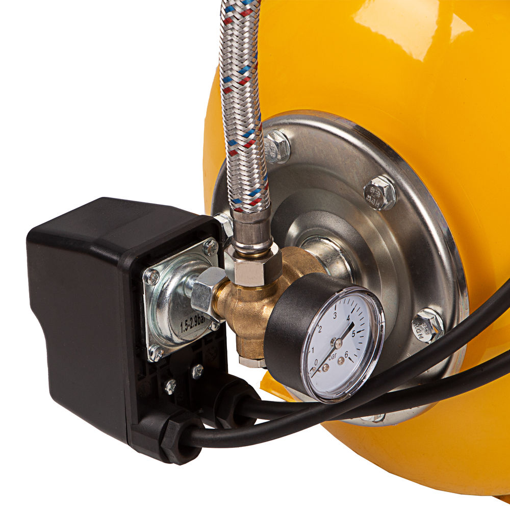 Насосная станция PS1100С, 1100 Вт, 4500 л/ч, ресивер 24 л, подъем 46 м, чугун Denzel (97215)