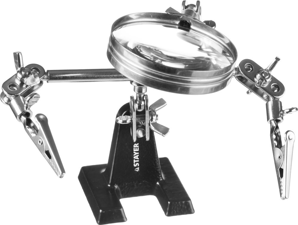 Держатель для пайки третья рука с лупой увел. линза 2Х MAXTerm STAYER 55339