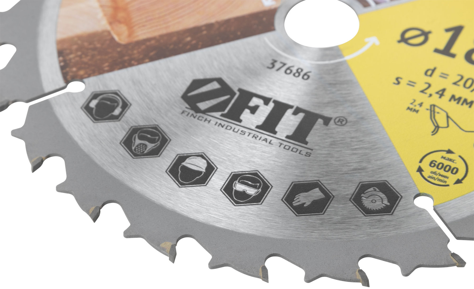 Диск пильный для циркулярных пил по дереву, спец. форма зуба 185 х 20/16 х 24Т (37686)