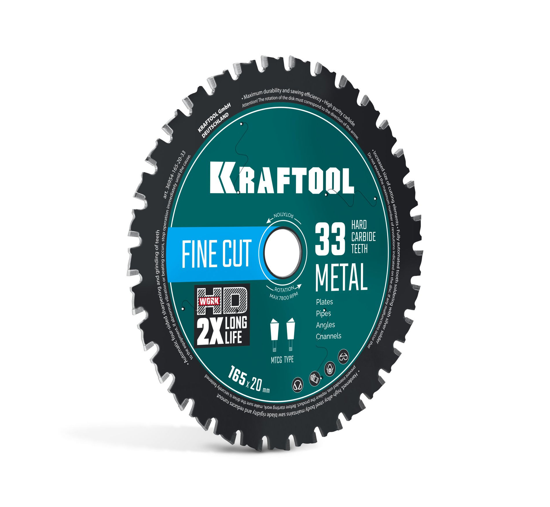 Диск пильный по металлу и стали Metal Cut, 165 х 20 мм, 33Т KRAFTOOL 36954-165-20-33