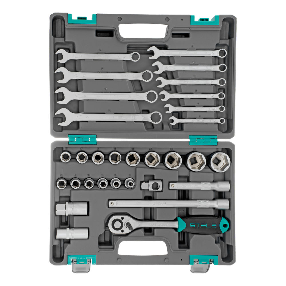 Набор инструментов, 1/2, CrV, пластиковый кейс 31 предмет Stels