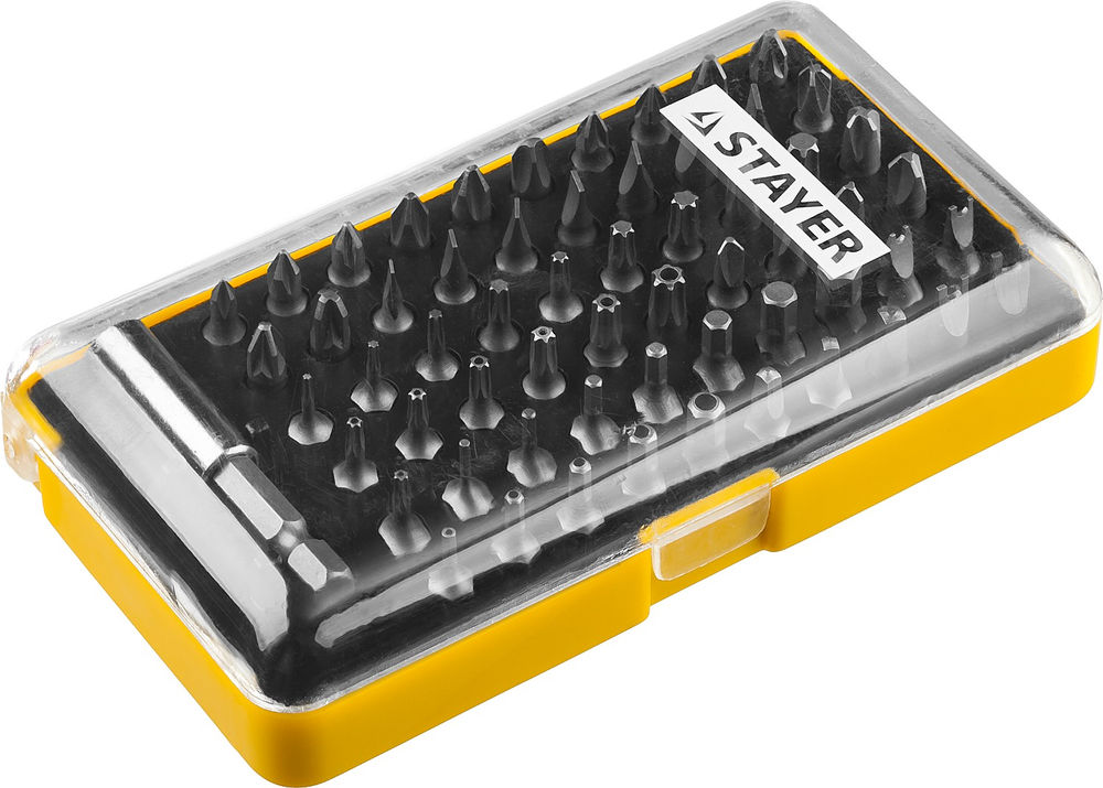 Набор бит 61 шт, с магнитным адаптером STAYER 26084-H61