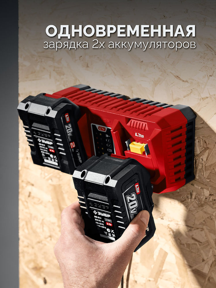Зарядное устройство для LMS АКБ 20 В 2 порта 2?3 А ЗУБР БЗУ-20-2