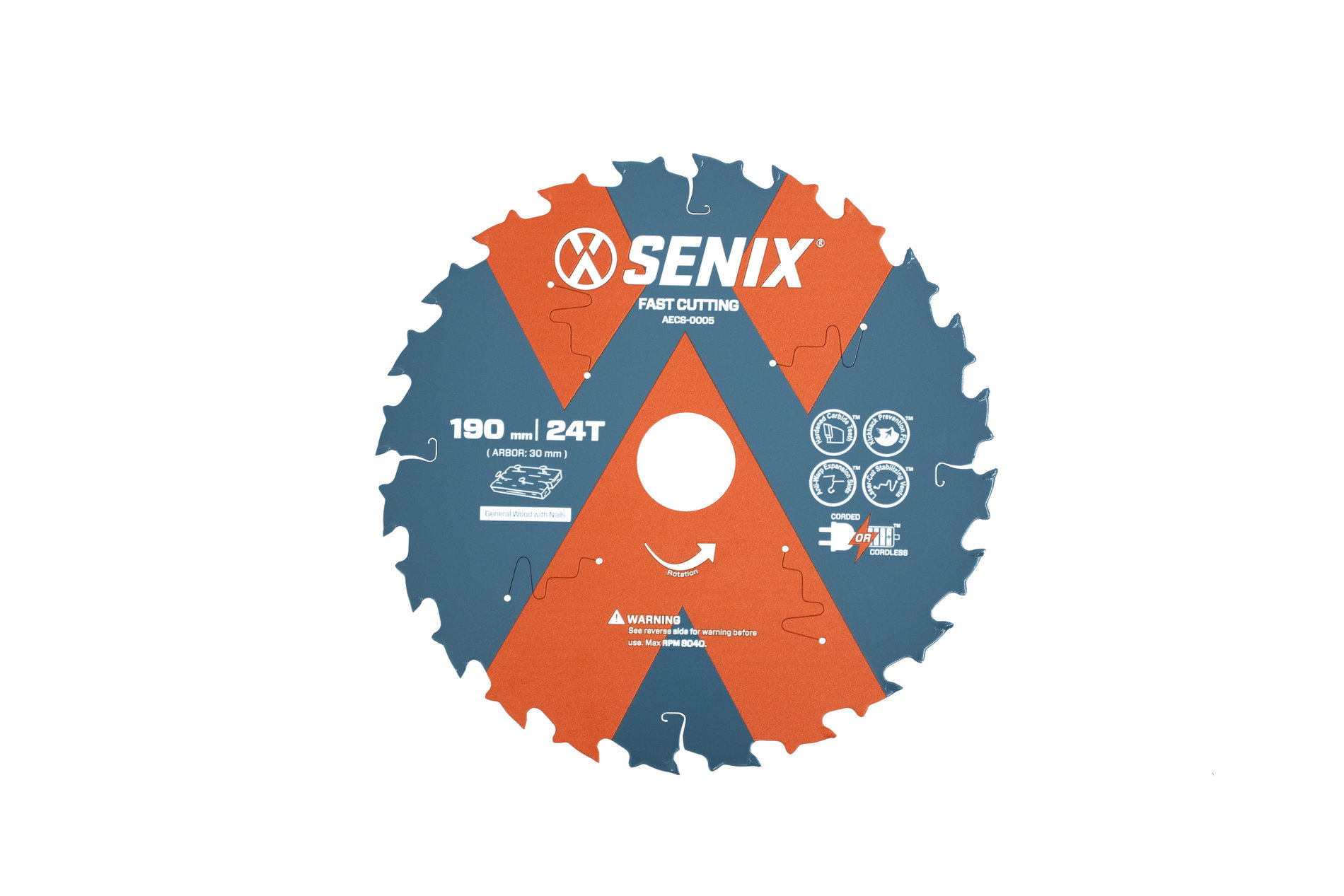 Диск пильный по дереву 190мм х 30 мм, 24Т, SENIX