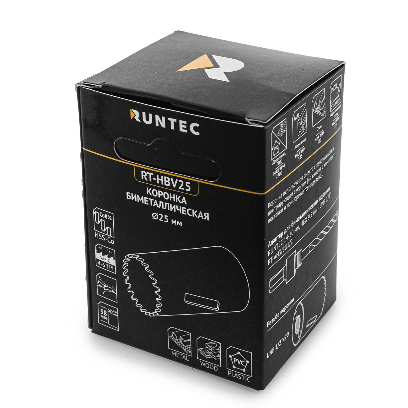 Коронка биметаллическая 25 мм BiM HSS-Co8, 4-6 TPI RUNTEC RT-HBV25