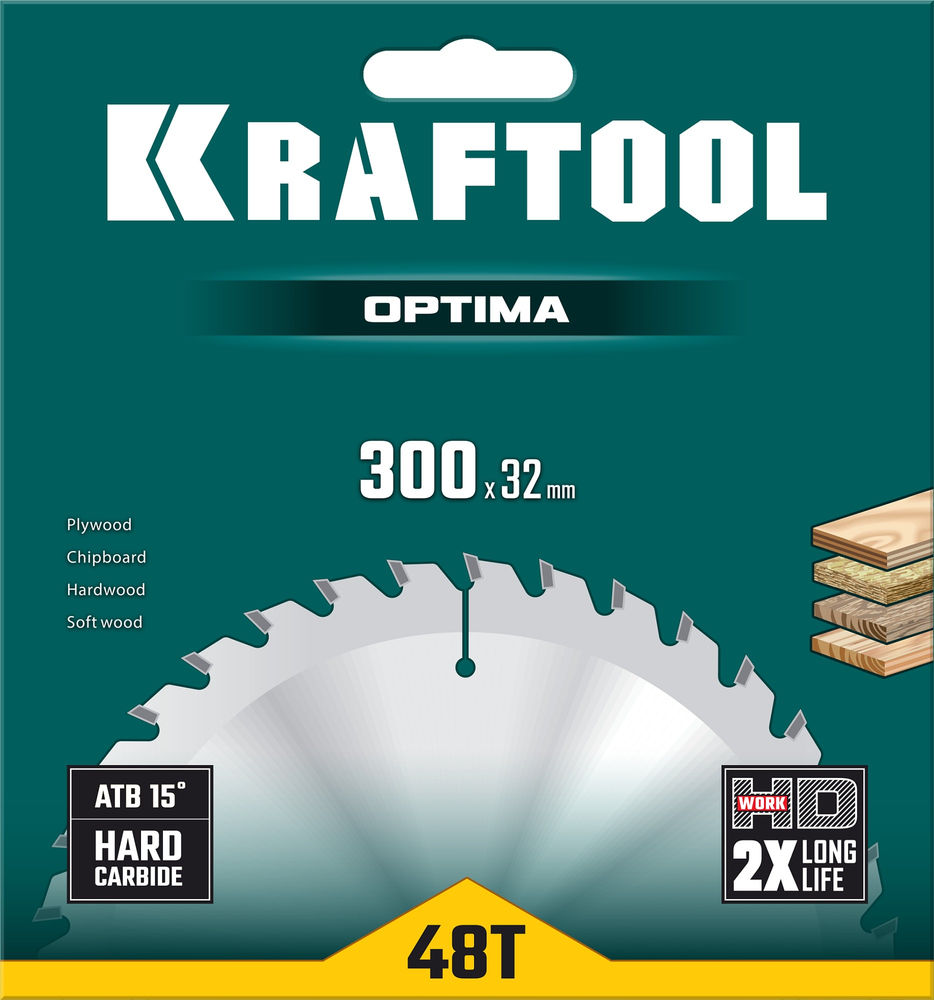 Пильный диск по дереву Optima, 300 х 32 мм, 48Т KRAFTOOL 36951-300-32