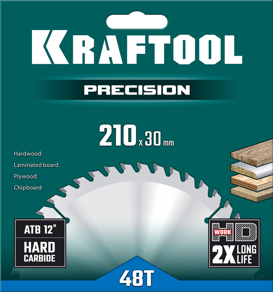 Пильный диск по дереву Precision, 210 х 30 мм, 48Т KRAFTOOL 36952-210-30