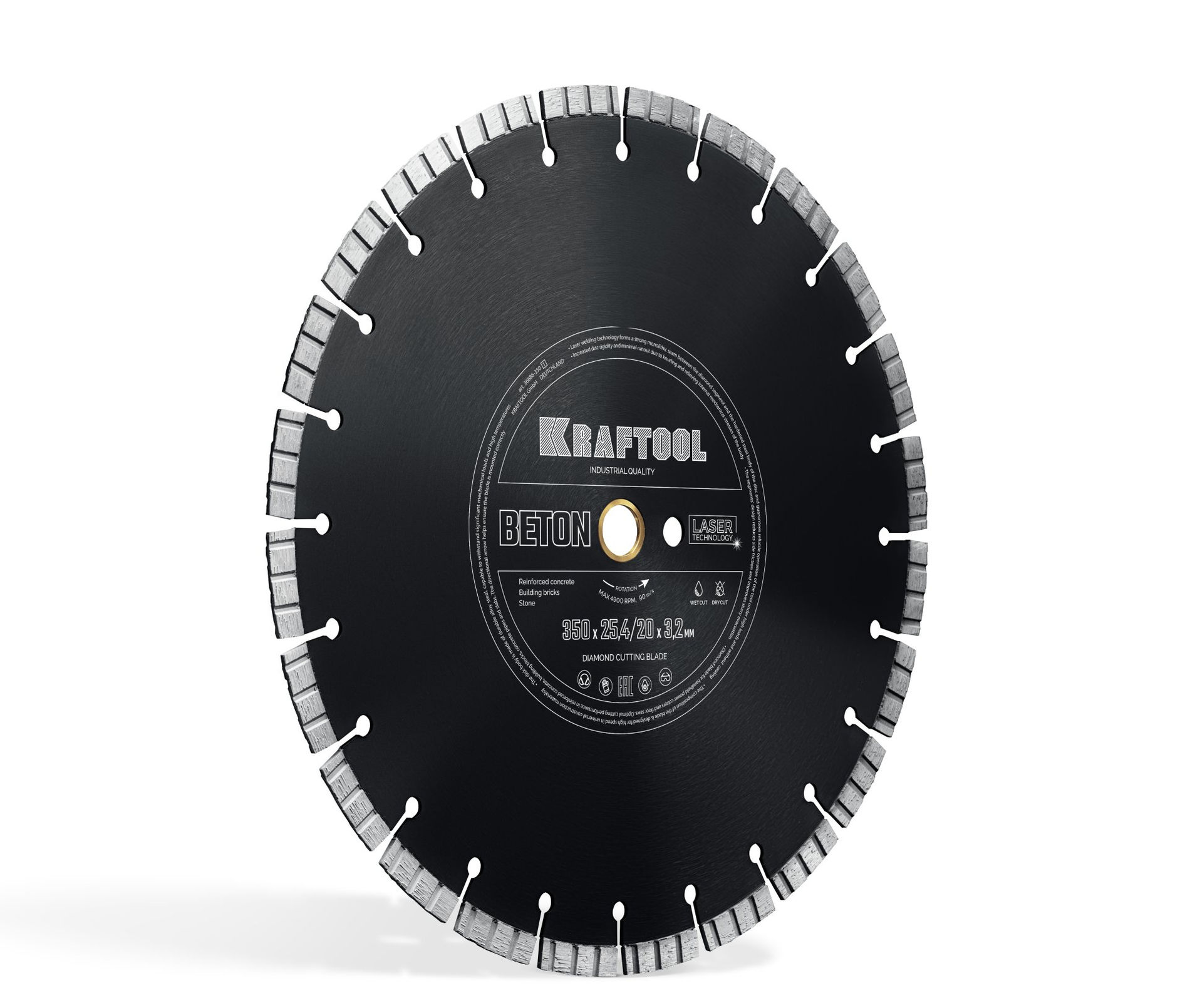 Алмазный диск BETON, 350 мм (25.4/20 мм, 12?3.2 мм) KRAFTOOL 36686-350_z01