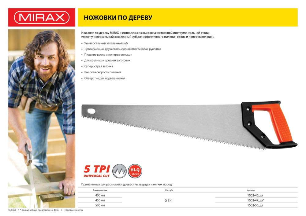 Ножовка по дереву Universal, 450 мм MIRAX 1502-47_z01