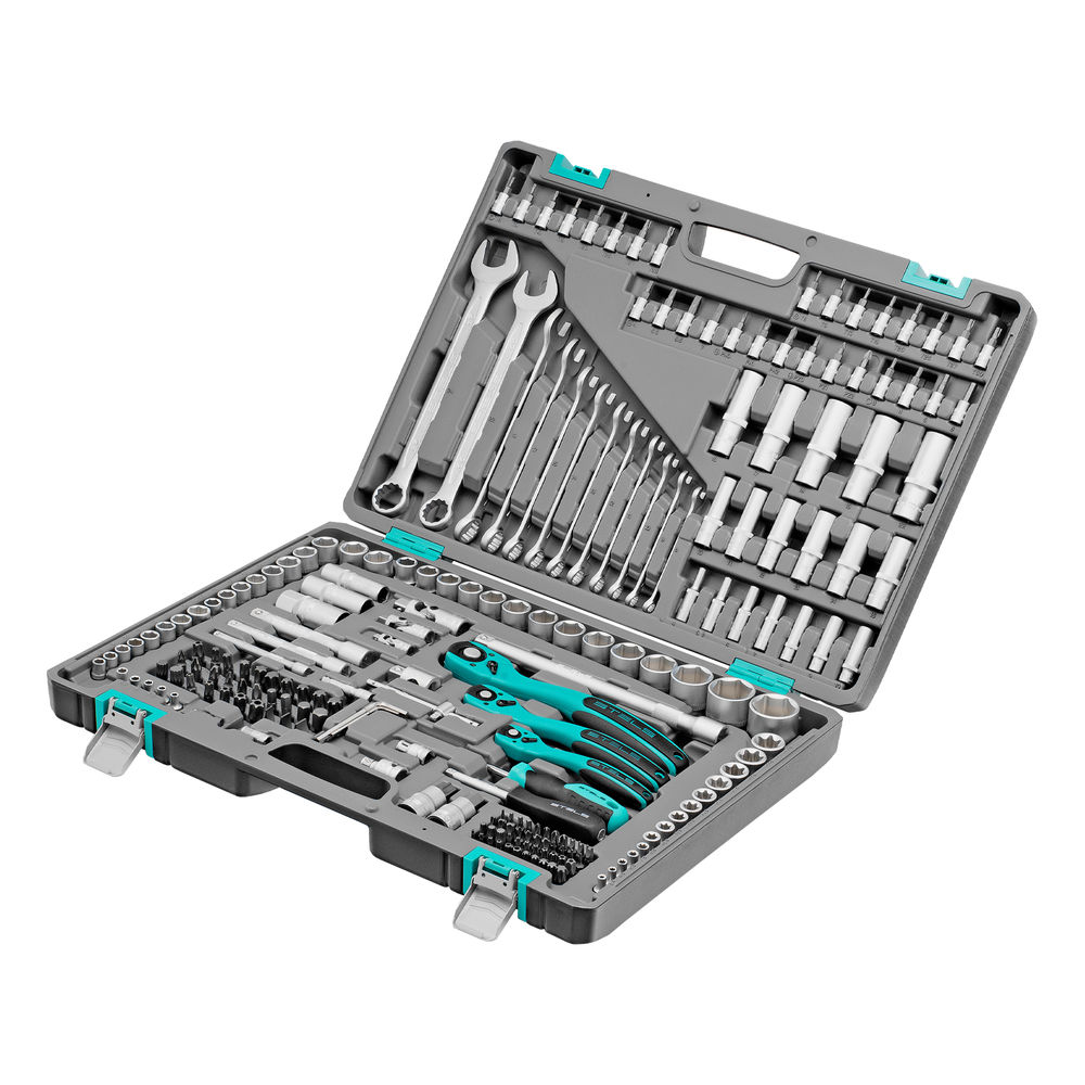 Набор инструментов, 1/4, 3/8, 1/2, Cr-V, S2, усиленный кейс, 216 предметов Stels