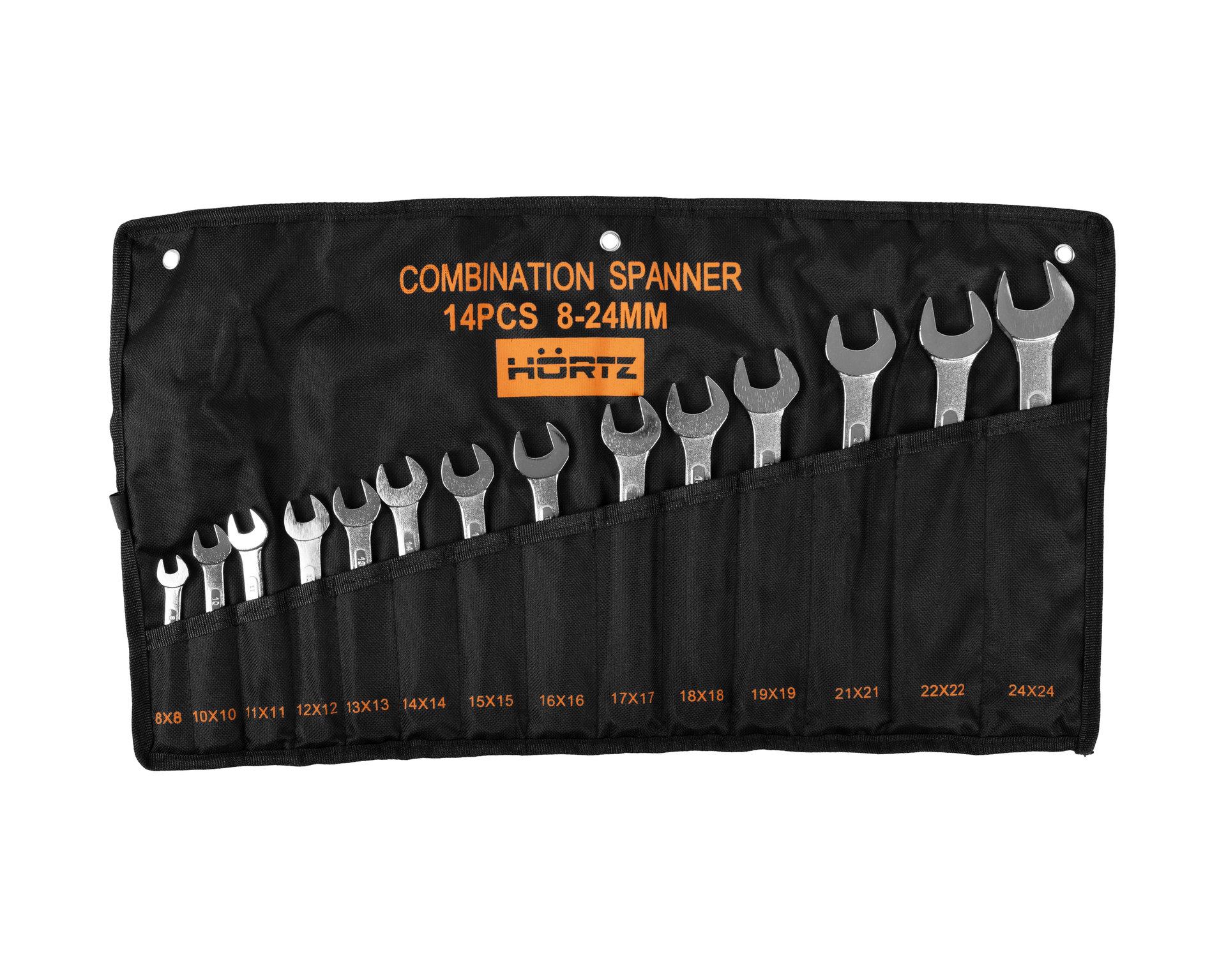 Набор ключей гаечных комбинированных 14 шт. (8-24) хромированных HORTZ