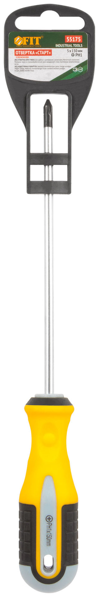 Отвертка Старт, CrV сталь, прорезиненная ручка 5х150 мм РН1 (55175)