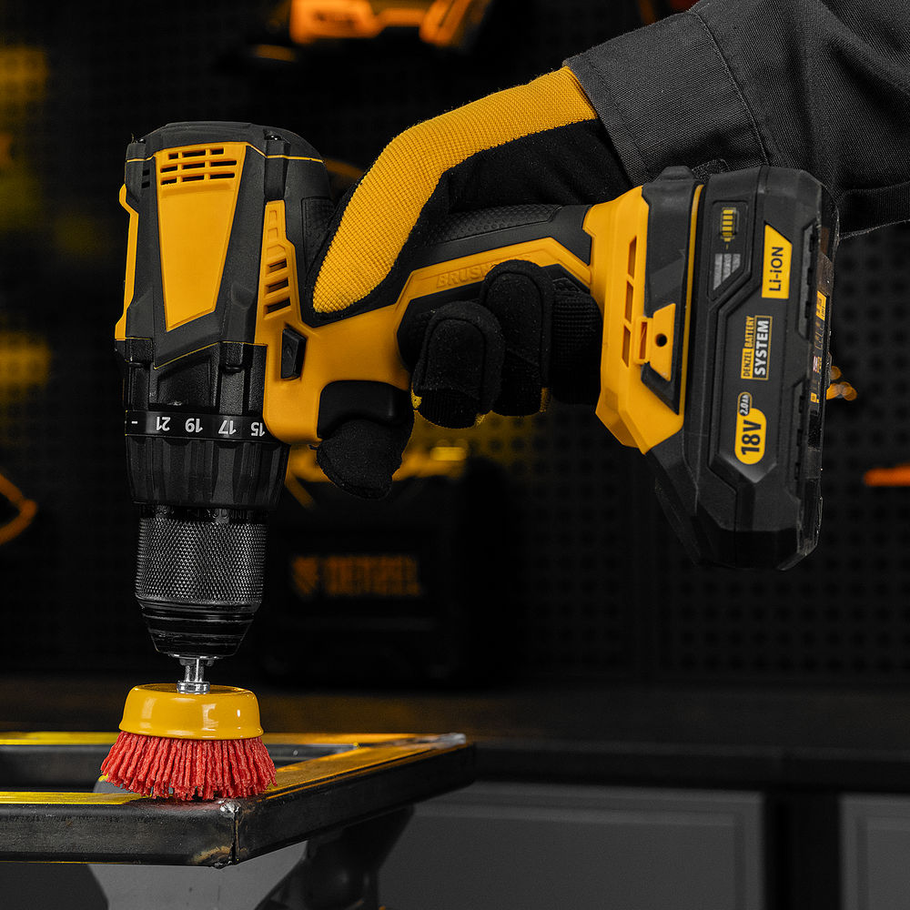 Щетка для дрели, 65 мм, Чашка, со шпилькой, нейлоновая щетина Denzel (74435)