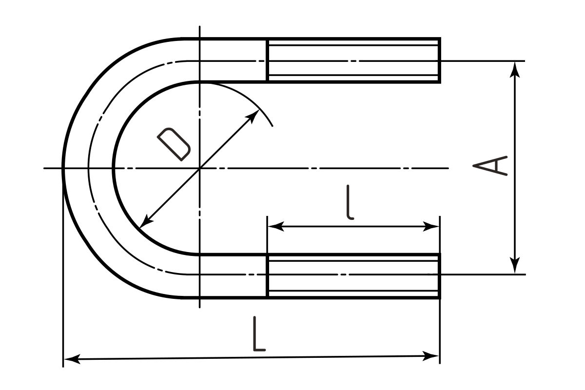 Болт-скоба стальная U 3/4 М6 (Fortisflex) (63121)