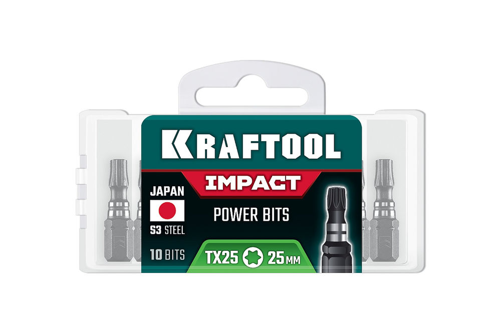 Ударные биты Impact TX 25, 25 мм, 10 шт KRAFTOOL 26195-25-25-S10