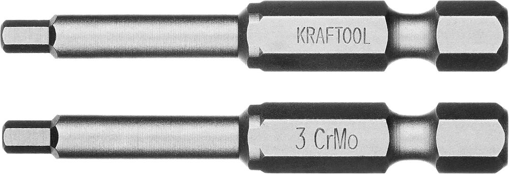Торсионные биты X-Drive Hex 3, 50 мм, 2 шт KRAFTOOL 26127-3-50-2