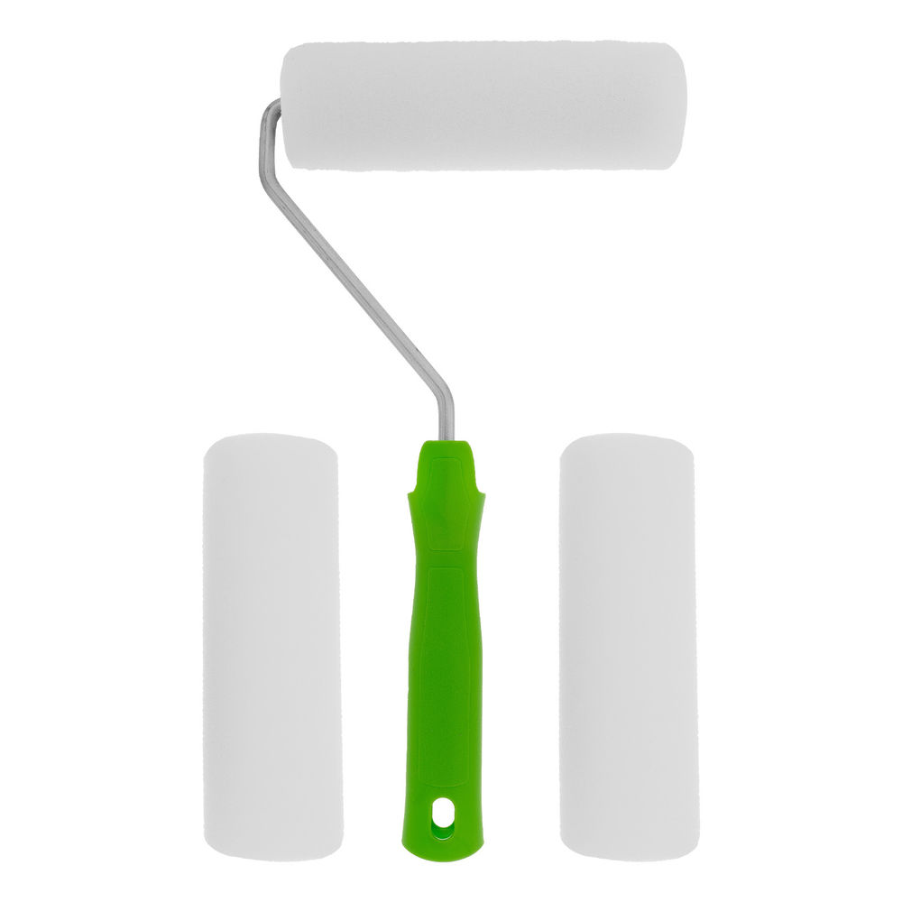 Валик Поролон с ручкой и 2 шубки 140 мм, D 42 мм, D ручки 6 мм Сибртех (80450)