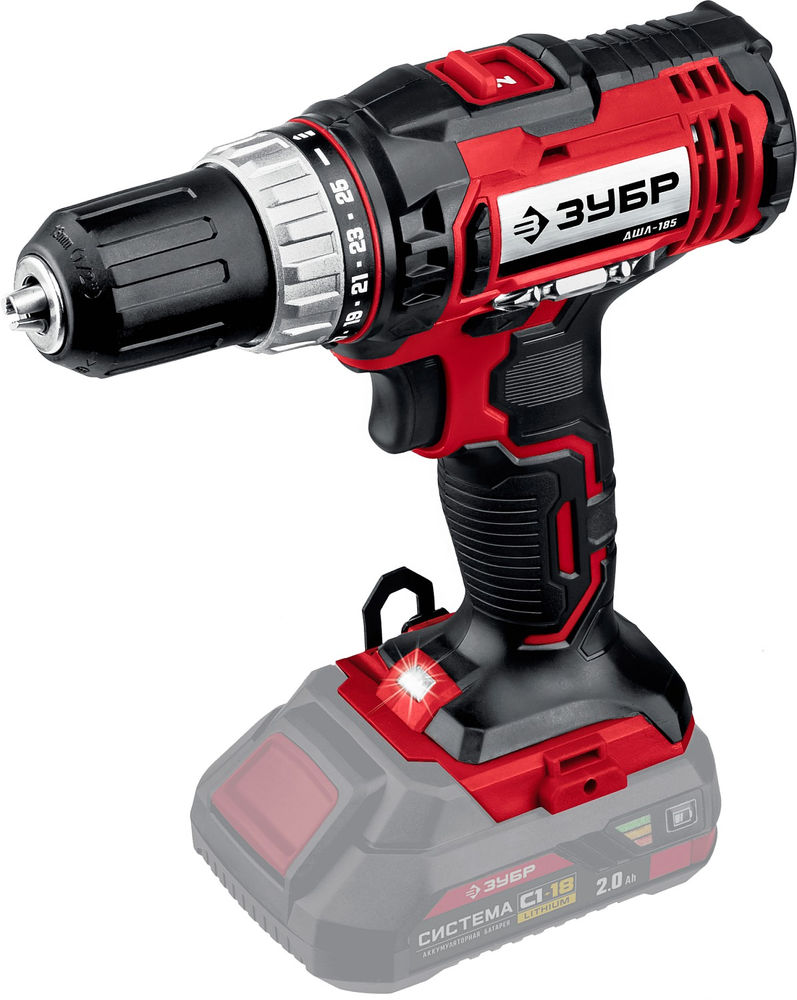 Дрель-шуруповерт 18 В 40 Н·м без АКБ ЗУБР С1-18 ДШЛ-185
