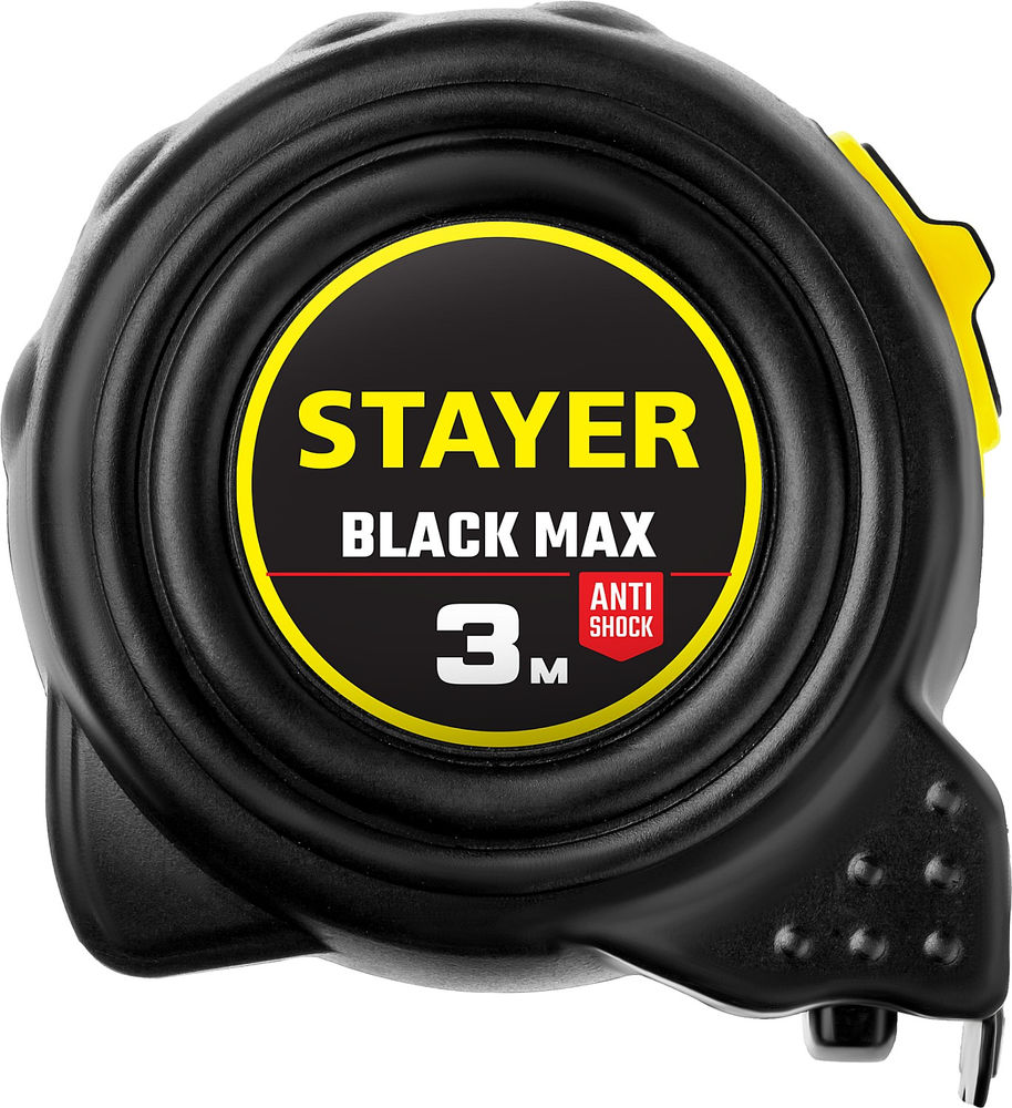 Рулетка с двумя фиксаторами BlackMax 3 м х 16 мм Professional STAYER 3410-03