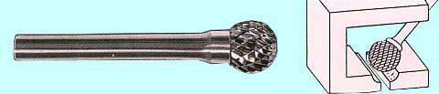 Борфреза тв.спл. сферич.d 2,5х2,5х3х30 Х-образн.насечка (D2.5 2.5Х03) CNIC