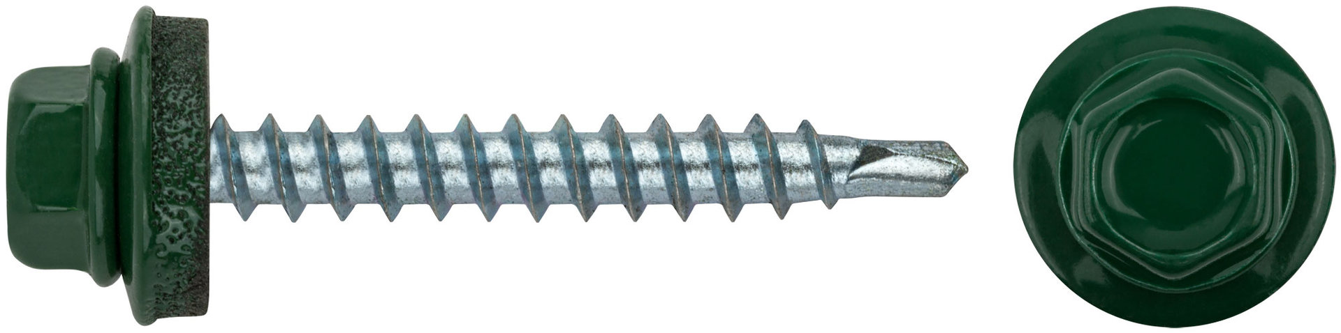 Шурупы кровельные со сверлом 4.8 х 38 зеленый RAL 6002 (фасовка 250 шт.) (23532-4)